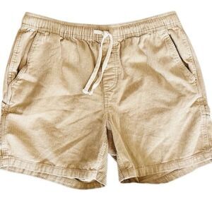 VALOR Tan Corduroy elastic waistband carpenter style Shorts size L.